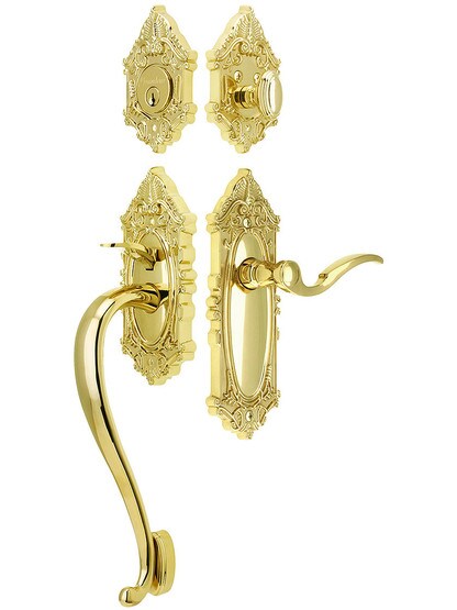 Grandeur Grande Victorian Thumblatch Entrance Set With Bellagio Lever - Left-Handed in PVD.